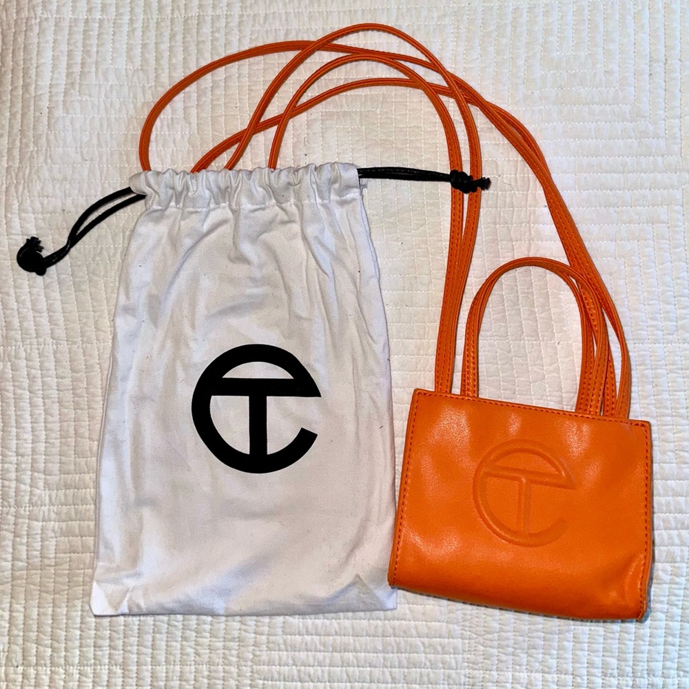 Telfar small shopping bag in orange! Mini crossbody / handle bag
